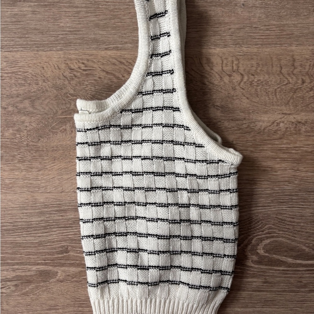 White and Black Knit Tank Top